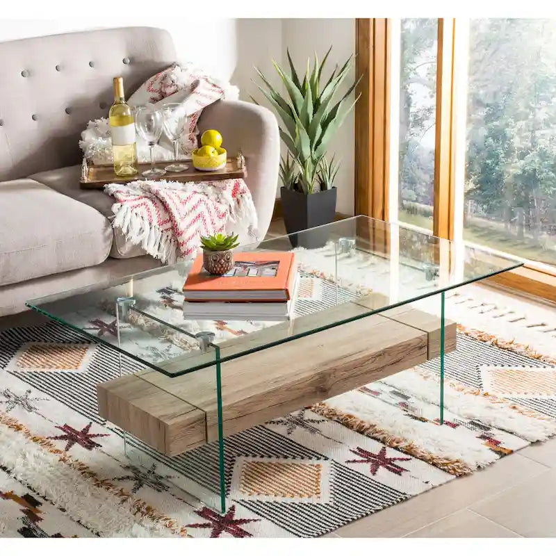 SAFAVIEH Gennie Modern Glass Coffee Table - 43.3 x 23.6 x 16.5 - 43Wx24Dx17H