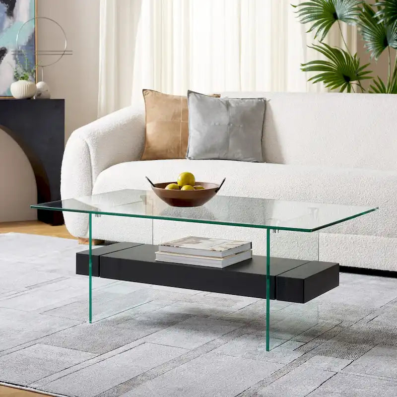 SAFAVIEH Gennie Modern Glass Coffee Table - 43.3 x 23.6 x 16.5 - 43Wx24Dx17H
