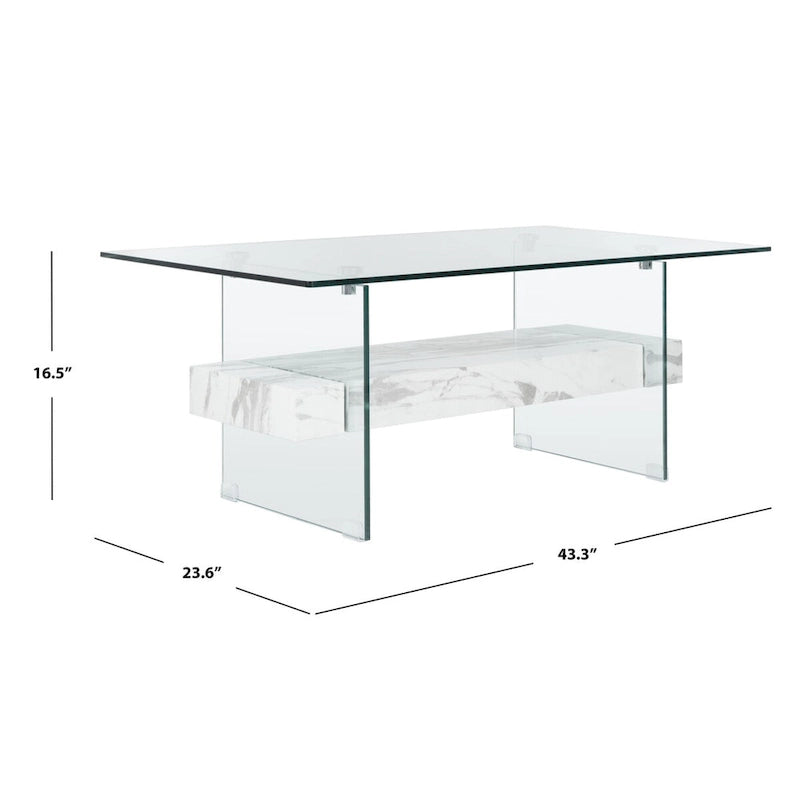 SAFAVIEH Gennie Modern Glass Coffee Table - 43.3 x 23.6 x 16.5 - 43Wx24Dx17H