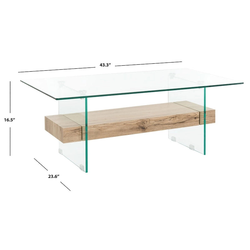 SAFAVIEH Gennie Modern Glass Coffee Table - 43.3 x 23.6 x 16.5 - 43Wx24Dx17H