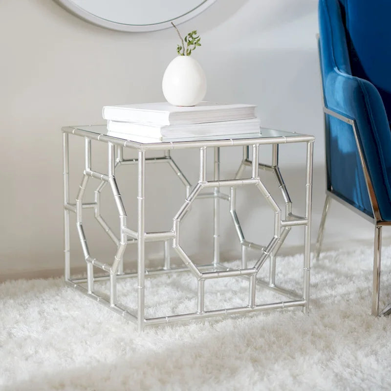 SAFAVIEH Treasures Jeljazka Silver/ Mirror Top Accent Table - 19 x 19 x 19 - 19Wx19Dx19H