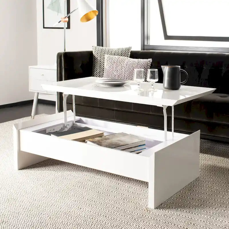 SAFAVIEH Bobbye White Lift-Top Coffee Table - 47.2 x 23.6 x 13.4 - 47Wx24Dx13H
