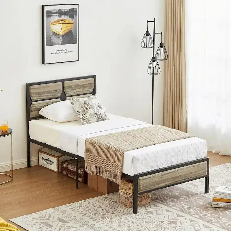 Javlergo Twin/Full/Queen Platform Bed Frame with Wooden Headboard, No Box Spring Needed, Easy Assembly