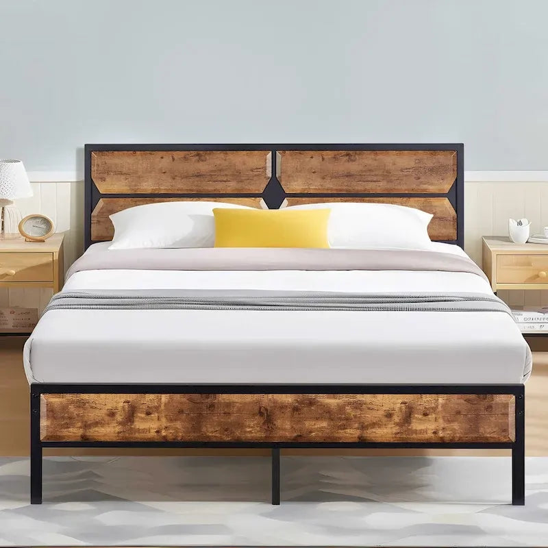 Javlergo Twin/Full/Queen Platform Bed Frame with Wooden Headboard, No Box Spring Needed, Easy Assembly