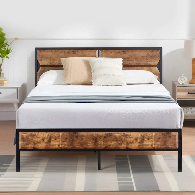 Javlergo Twin/Full/Queen Platform Bed Frame with Wooden Headboard, No Box Spring Needed, Easy Assembly