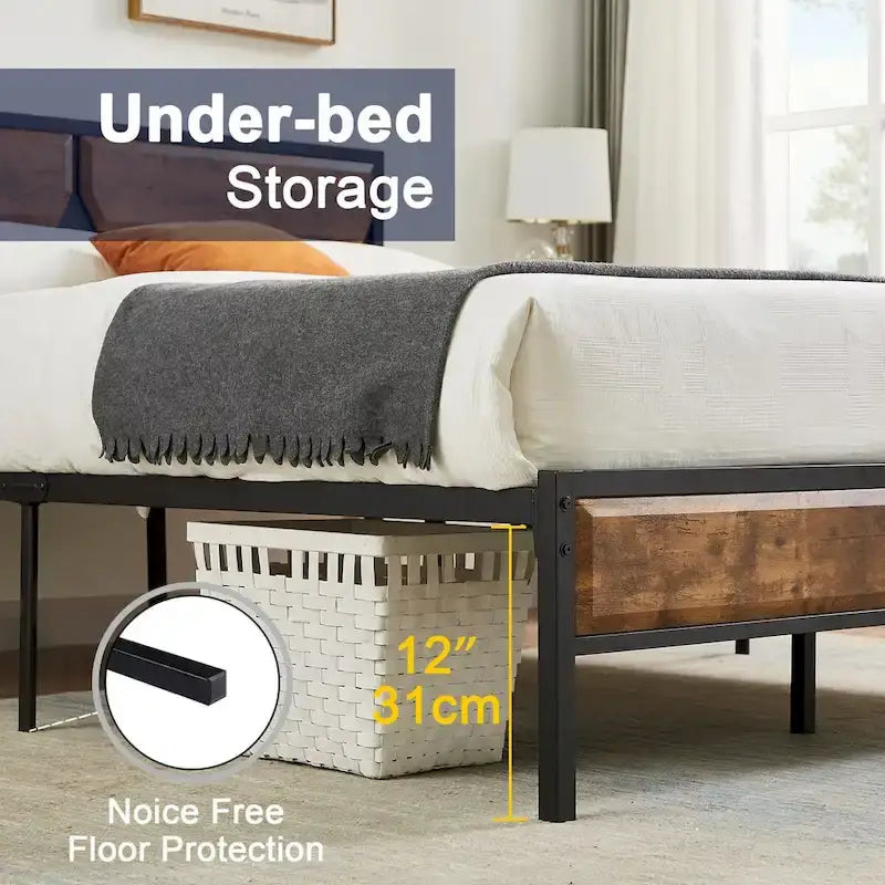 Javlergo Twin/Full/Queen Platform Bed Frame with Wooden Headboard, No Box Spring Needed, Easy Assembly