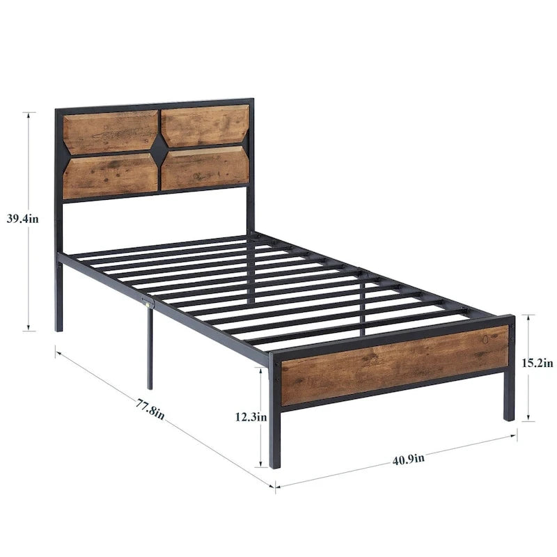 Javlergo Twin/Full/Queen Platform Bed Frame with Wooden Headboard, No Box Spring Needed, Easy Assembly