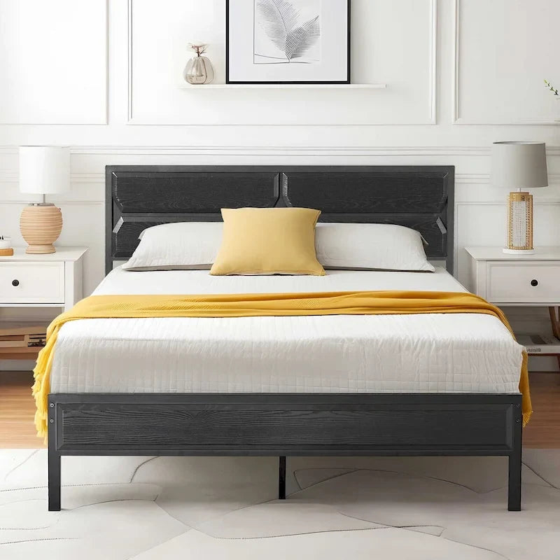 Javlergo Twin/Full/Queen Platform Bed Frame with Wooden Headboard, No Box Spring Needed, Easy Assembly