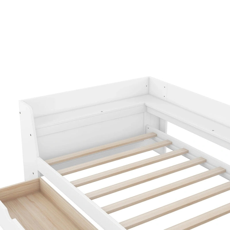 Twin Size Daybed with Shelves, Drawers and Built-In Charging Station