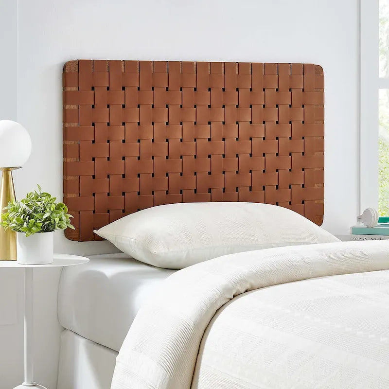 Sparta Wall-Mount Twin/Full/Queen/King Vegan Leather Weave Headboard