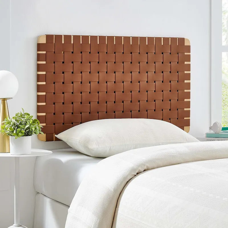 Sparta Wall-Mount Twin/Full/Queen/King Vegan Leather Weave Headboard