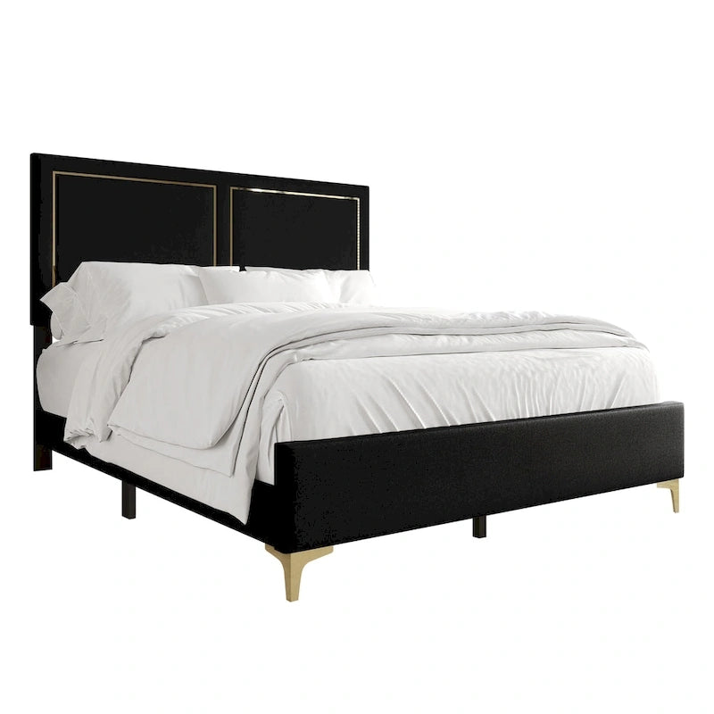 CraftPorch Minimalist Upholstered Velvet Bed