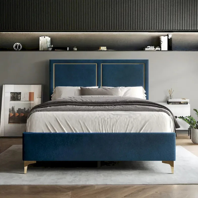 CraftPorch Minimalist Upholstered Velvet Bed
