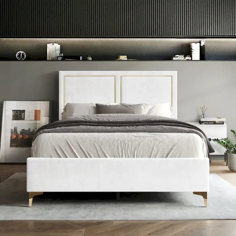CraftPorch Minimalist Upholstered Velvet Bed
