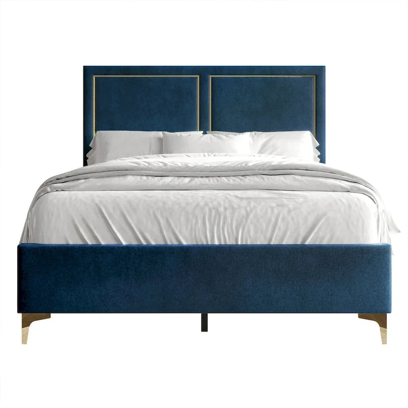 CraftPorch Minimalist Upholstered Velvet Bed