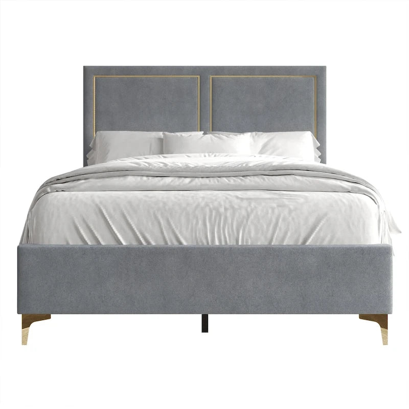 CraftPorch Minimalist Upholstered Velvet Bed