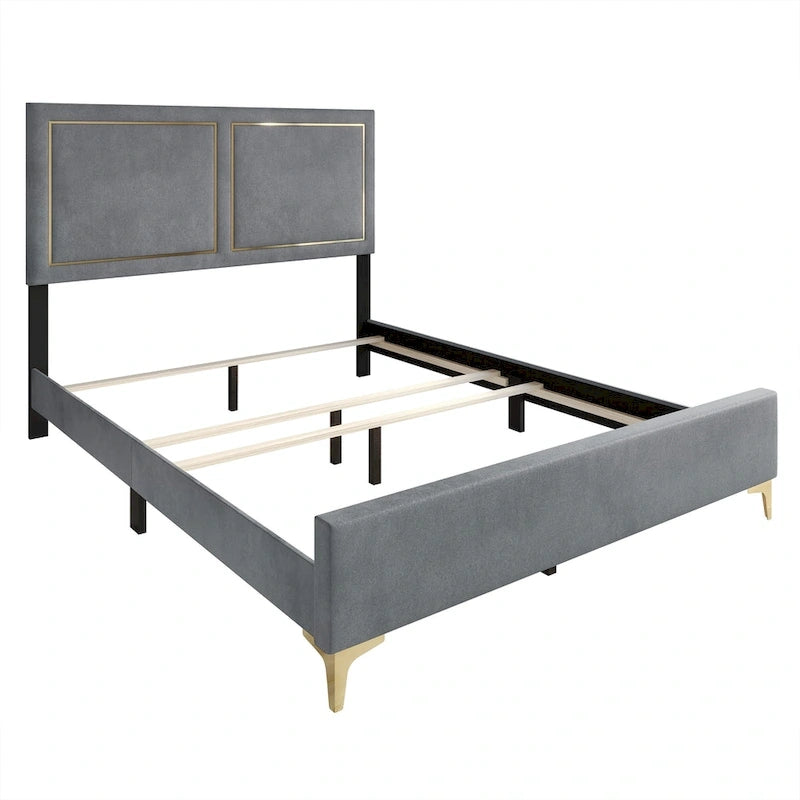 CraftPorch Minimalist Upholstered Velvet Bed
