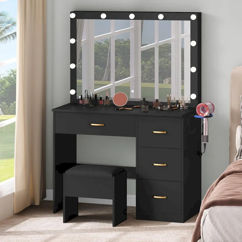 Moasis Makeup Vanity with 4 Drawers - 35.4L x 23.6W x 53.5H
