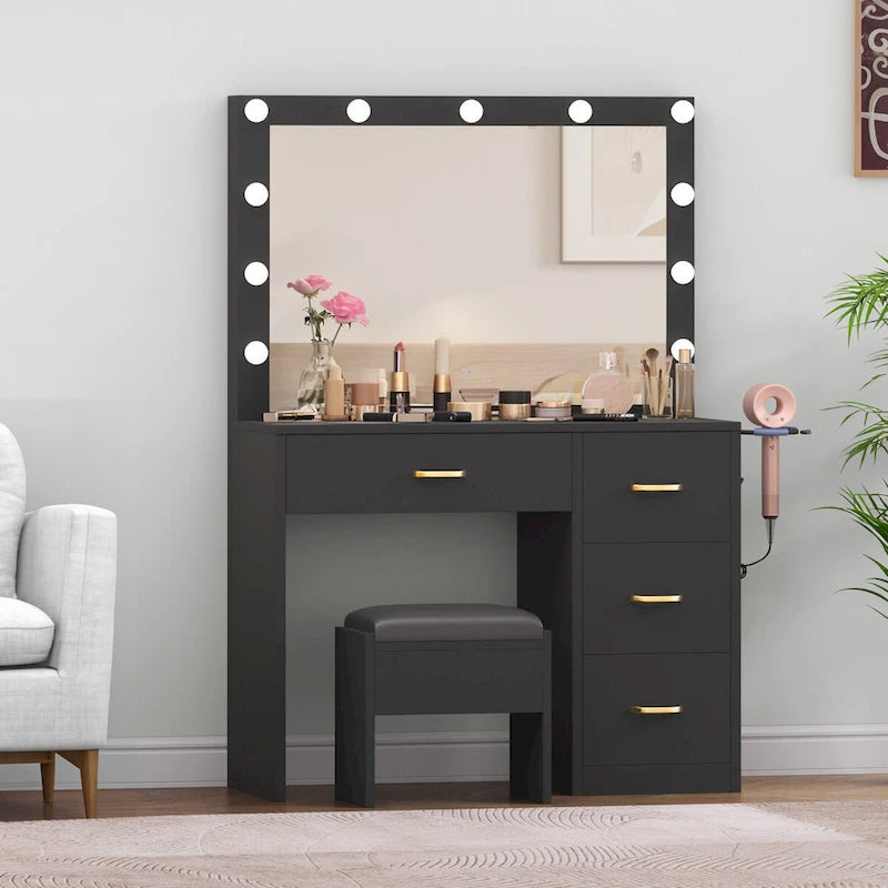 Moasis Makeup Vanity with 4 Drawers - 35.4L x 23.6W x 53.5H