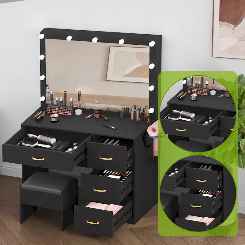 Moasis Makeup Vanity with 4 Drawers - 35.4L x 23.6W x 53.5H