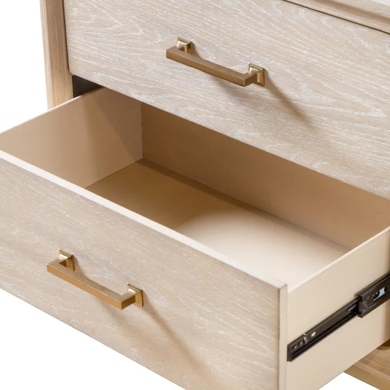 Furniture of America Drayden Transitional Oak Solid Wood 2-Drawer Nightstand, Set of 2