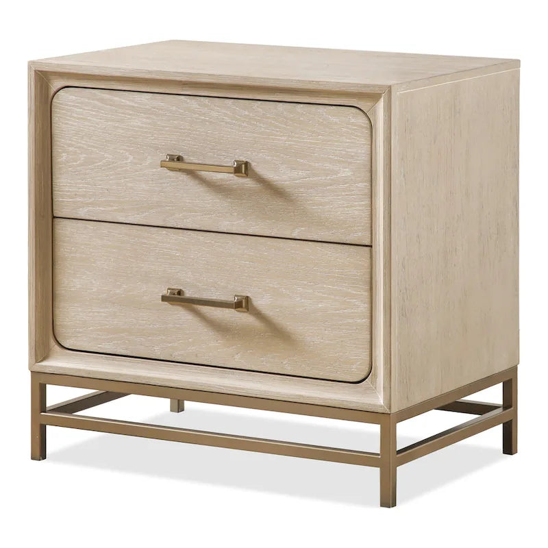 Furniture of America Drayden Transitional Oak Solid Wood 2-Drawer Nightstand, Set of 2