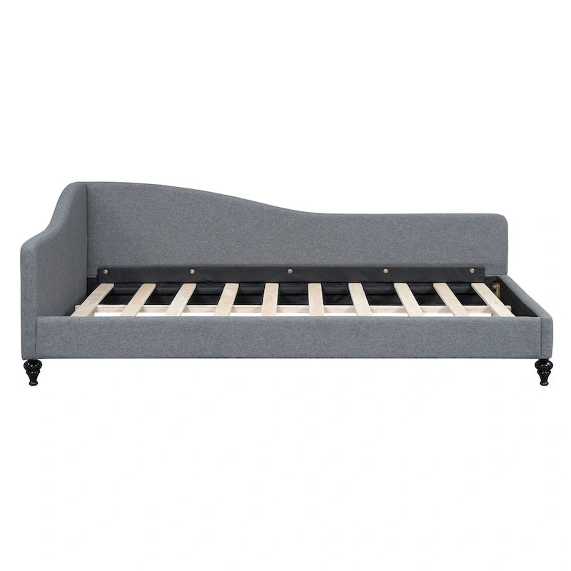 L-Shaped Linen Daybed with Solid Wood Legs