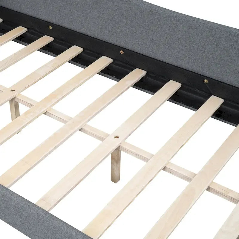 L-Shaped Linen Daybed with Solid Wood Legs