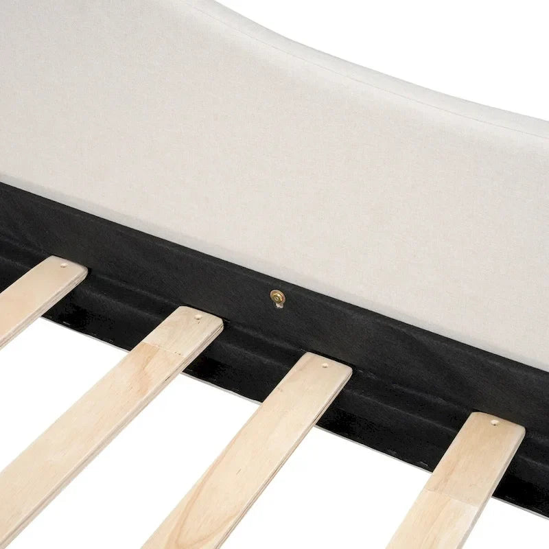 L-Shaped Linen Daybed with Solid Wood Legs