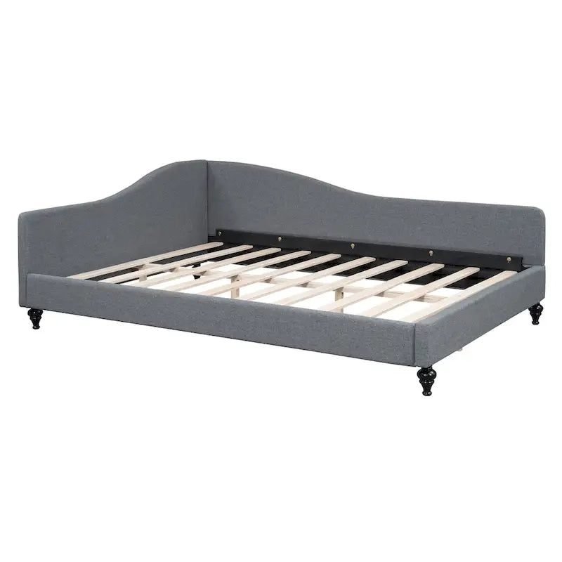 L-Shaped Linen Daybed with Solid Wood Legs