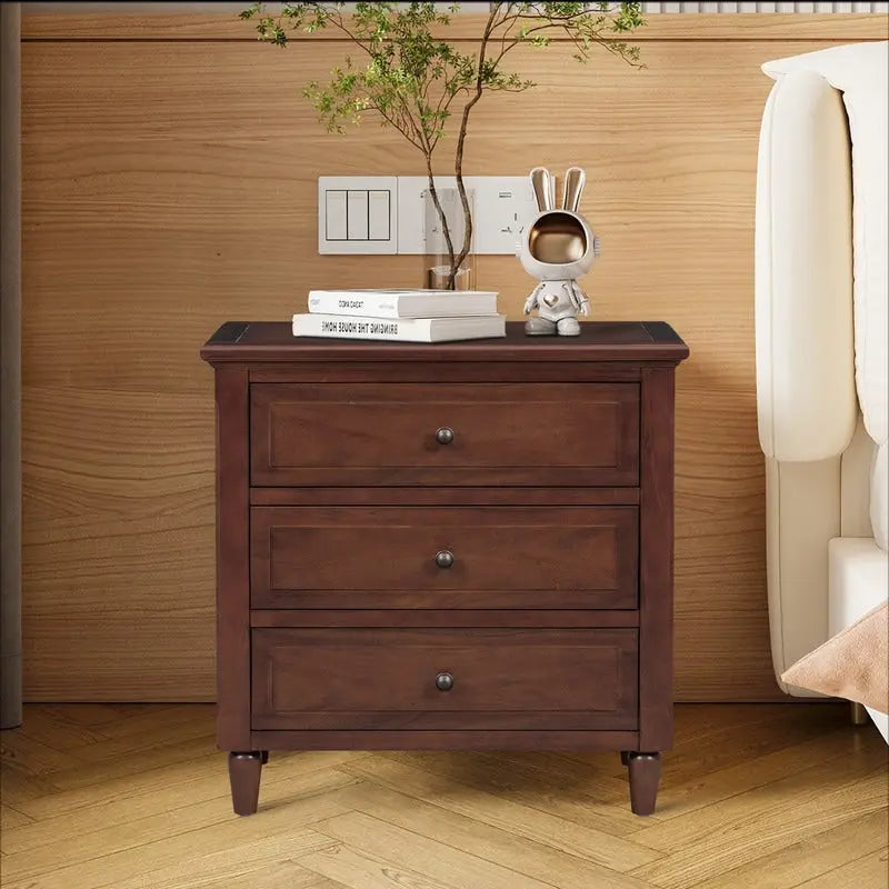 3-Drawer Wooden Nightstand