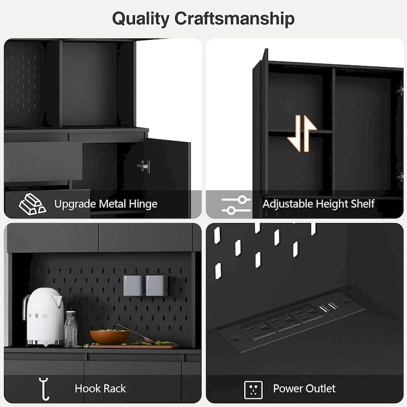 74 Freestanding Kitchen Pantry Cabinet Cupboard with 6 Doors,3 Shelves and 1 Drawer,Versatile Wardrobe & Kitchen Cabinet
