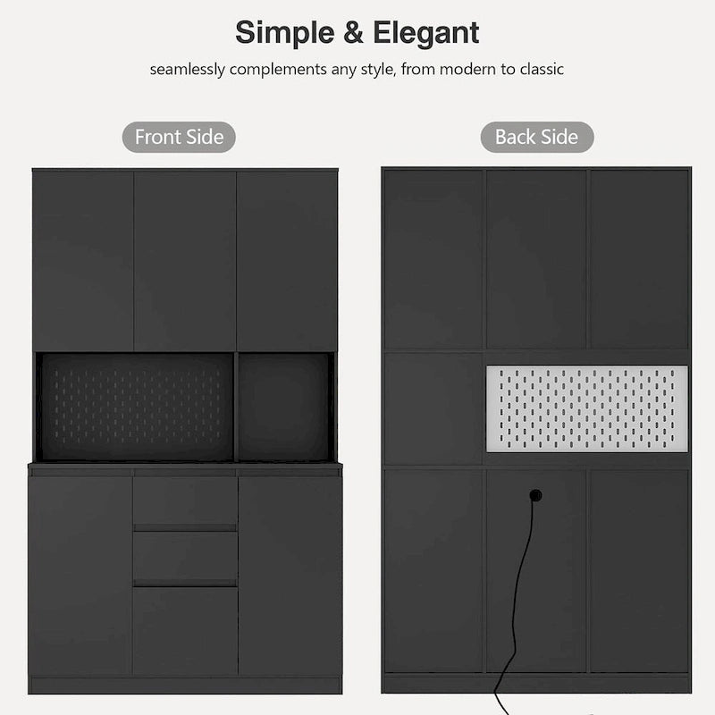 74 Freestanding Kitchen Pantry Cabinet Cupboard with 6 Doors,3 Shelves and 1 Drawer,Versatile Wardrobe & Kitchen Cabinet