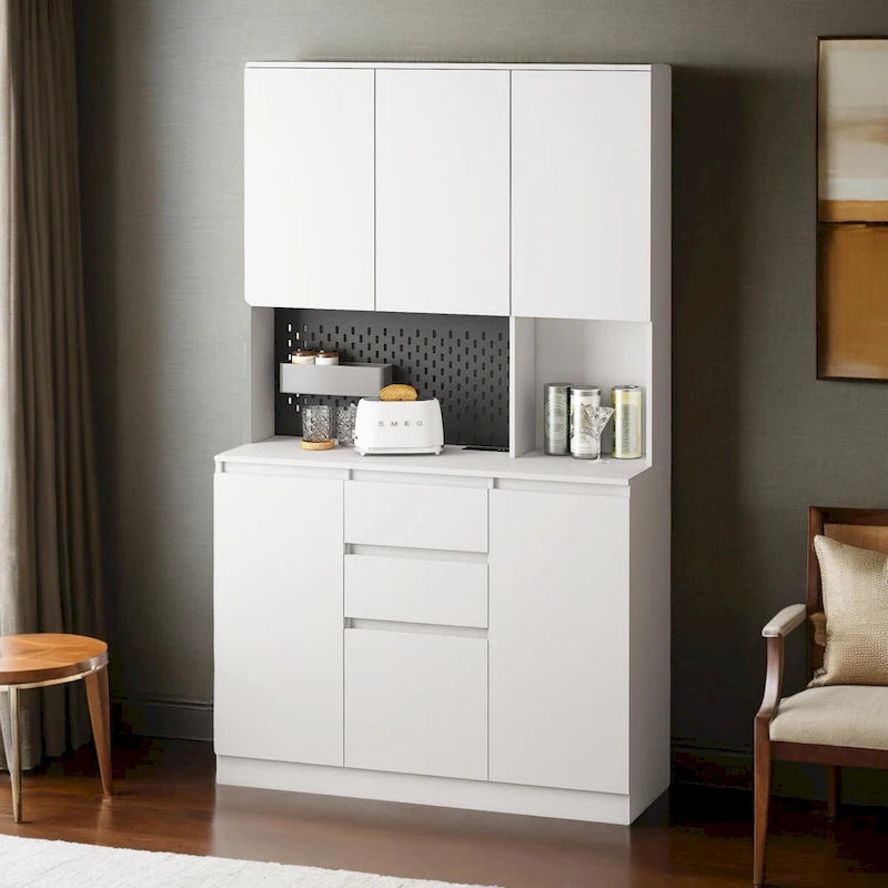 74 Freestanding Kitchen Pantry Cabinet Cupboard with 6 Doors,3 Shelves and 1 Drawer,Versatile Wardrobe & Kitchen Cabinet