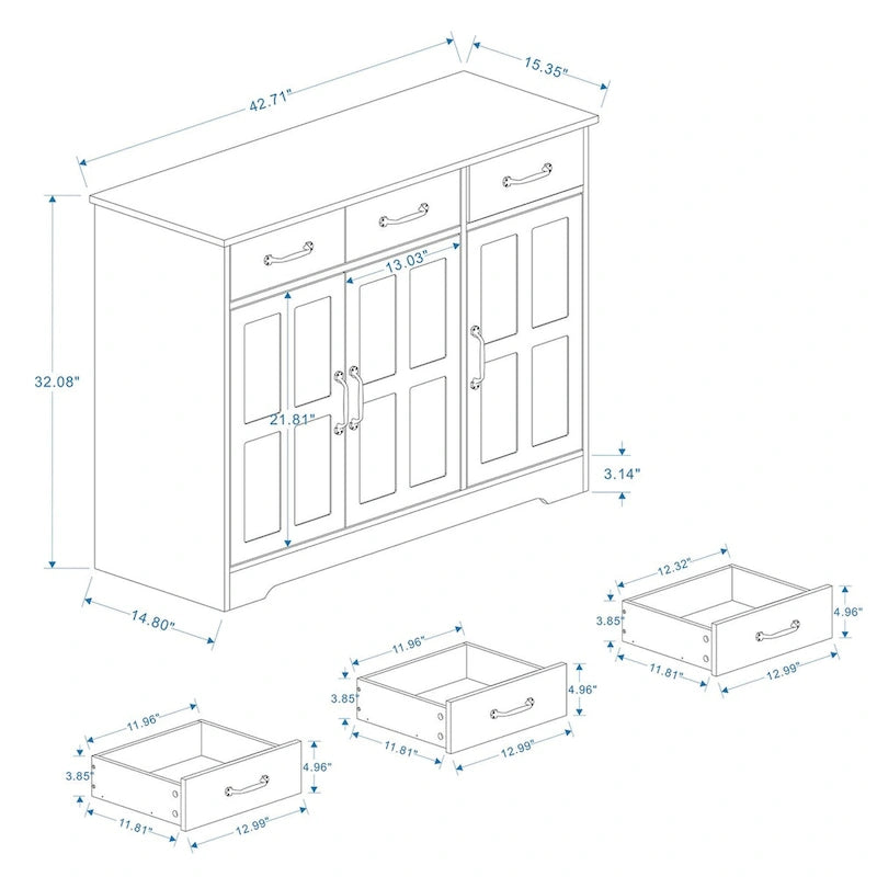 Cabinet storage tableware cabinet- white