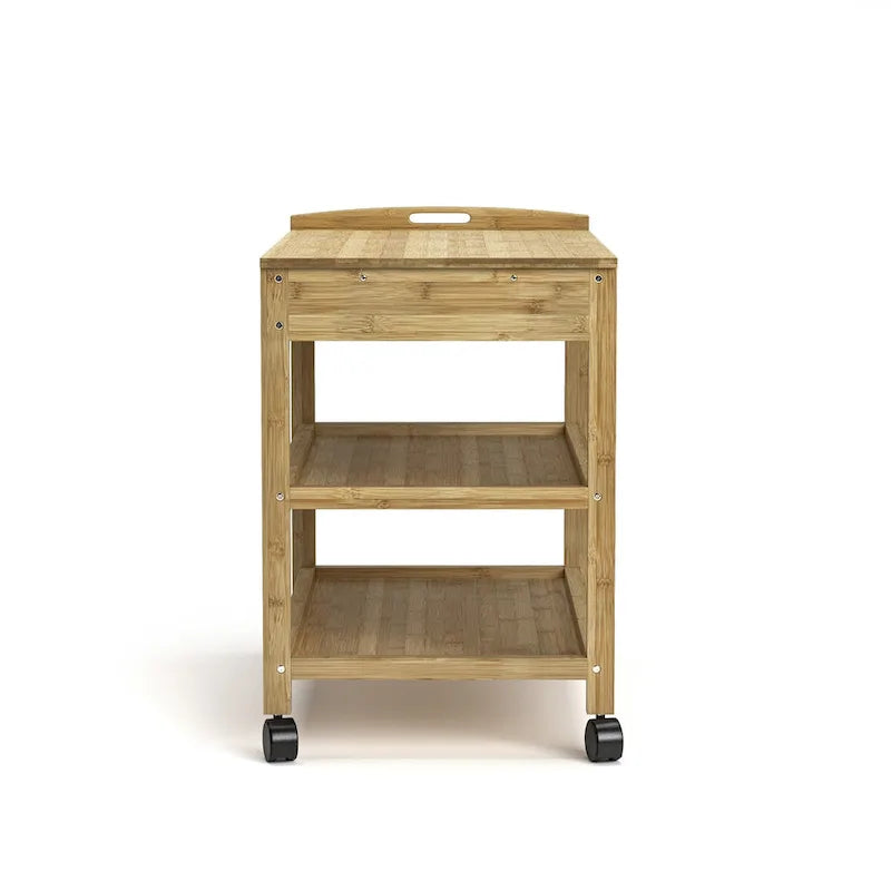 Furniture of America Lux Contemporary Natural Bamboo Kitchen Island Storage Cart with 2 Drawers and 2 Shelves