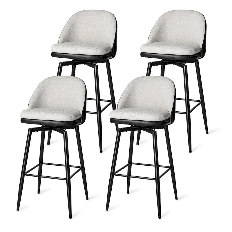 Glitzhome Modern Faux Leather Mixed Chenille Upholstered Swivel High Bar Stools