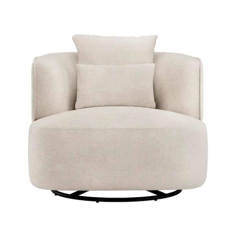 LUE BONA 2 Set Swivel Accent Armchair Fabric Blend, Modern Barrel Living Room Sofa Chair - 32.7 W x 32.7 D x 26.8 H