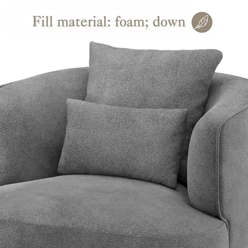 LUE BONA 2 Set Swivel Accent Armchair Fabric Blend, Modern Barrel Living Room Sofa Chair - 32.7 W x 32.7 D x 26.8 H
