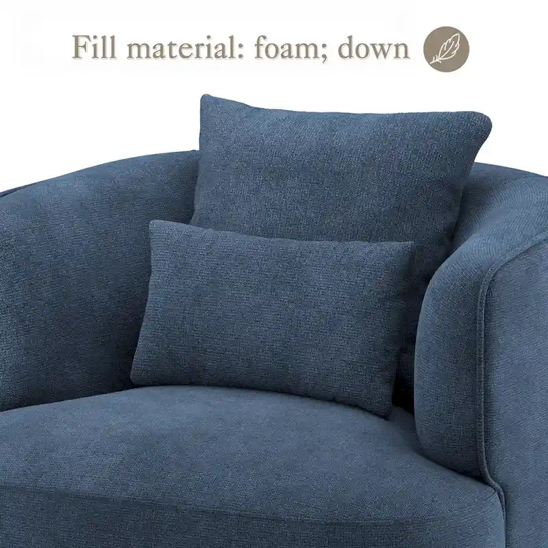 LUE BONA 2 Set Swivel Accent Armchair Fabric Blend, Modern Barrel Living Room Sofa Chair - 32.7 W x 32.7 D x 26.8 H