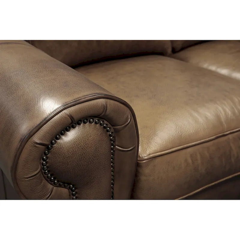 Valencia Top Grain Hand Antiqued Leather Traditional Sofa