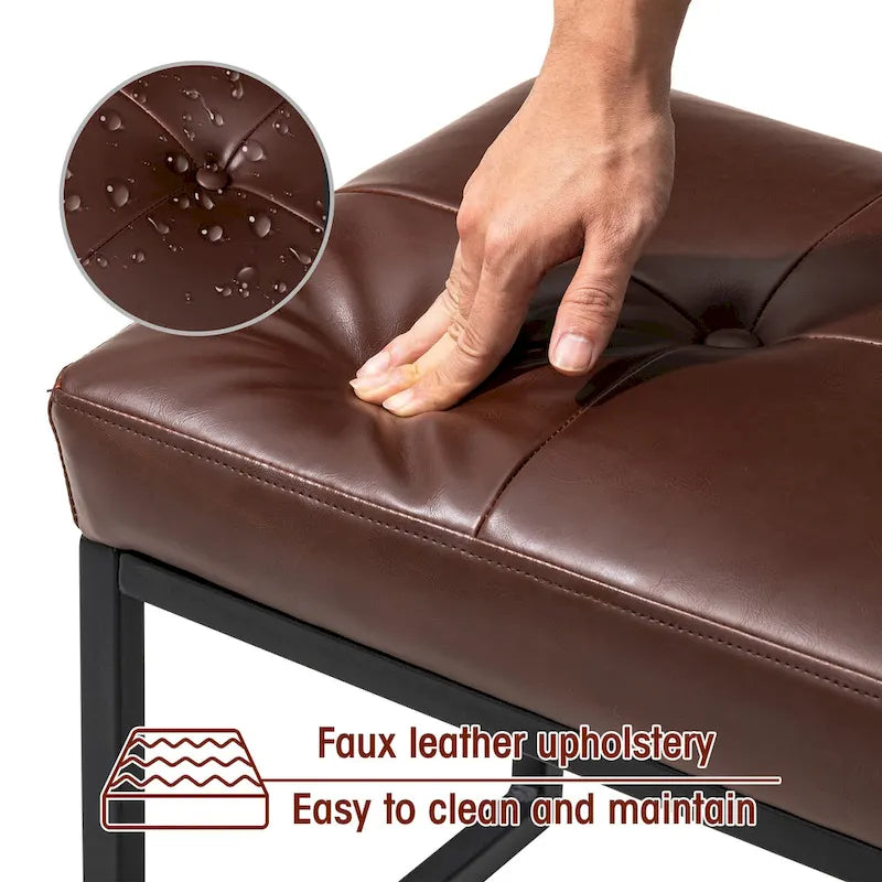 Glitzhome Set of 2 24W Modern PU Leather Button-tufted Ottoman Foot stool