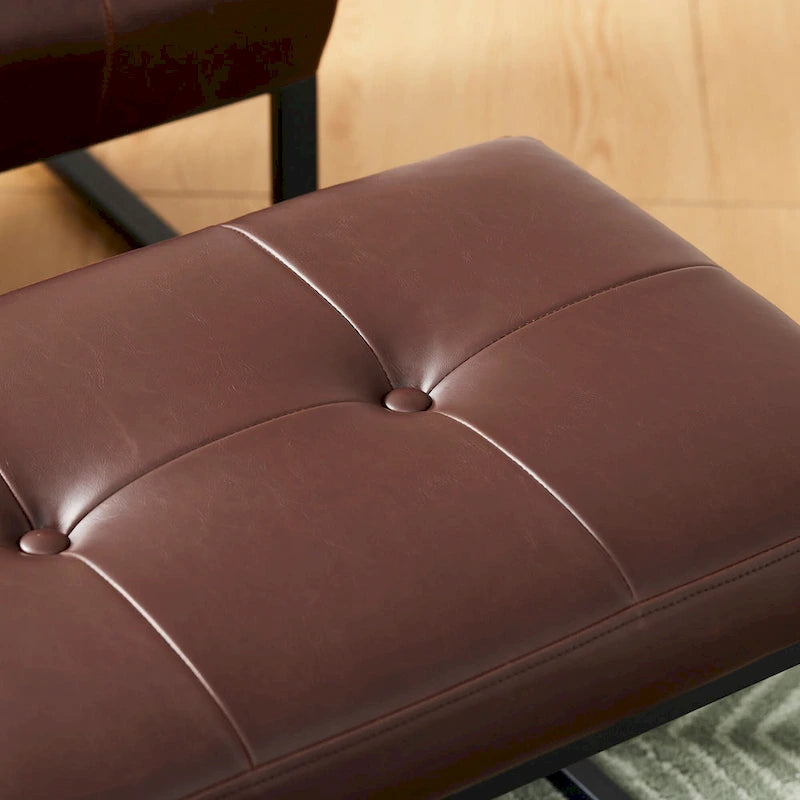 Glitzhome Set of 2 24W Modern PU Leather Button-tufted Ottoman Foot stool