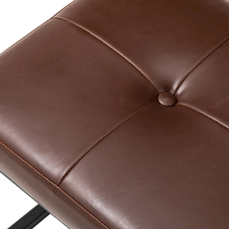 Glitzhome Set of 2 24W Modern PU Leather Button-tufted Ottoman Foot stool