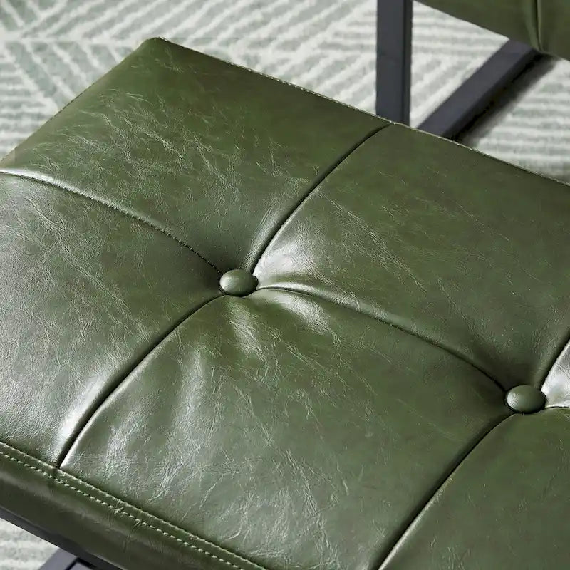 Glitzhome Set of 2 24W Modern PU Leather Button-tufted Ottoman Foot stool