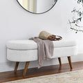 Modern Upholstered Storage Bench with Solid Wood Legs, Entryway Footrest Stool, End of Bed Bench, Vanity Ottoman