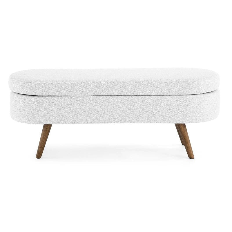 Modern Upholstered Storage Bench with Solid Wood Legs, Entryway Footrest Stool, End of Bed Bench, Vanity Ottoman