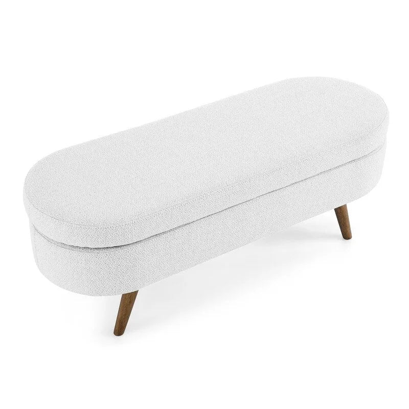Modern Upholstered Storage Bench with Solid Wood Legs, Entryway Footrest Stool, End of Bed Bench, Vanity Ottoman