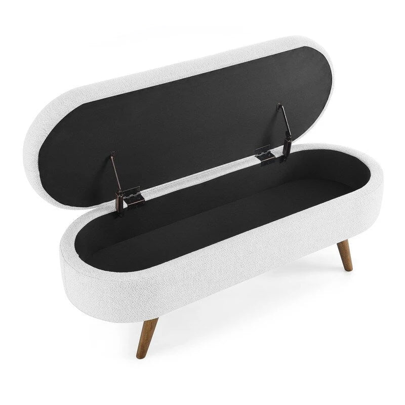 Modern Upholstered Storage Bench with Solid Wood Legs, Entryway Footrest Stool, End of Bed Bench, Vanity Ottoman