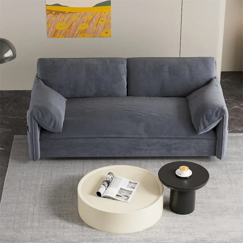 Queen Pull Out Sofa Bed, 3-in-1 Convertible Sleeper Sofa with Side Storage